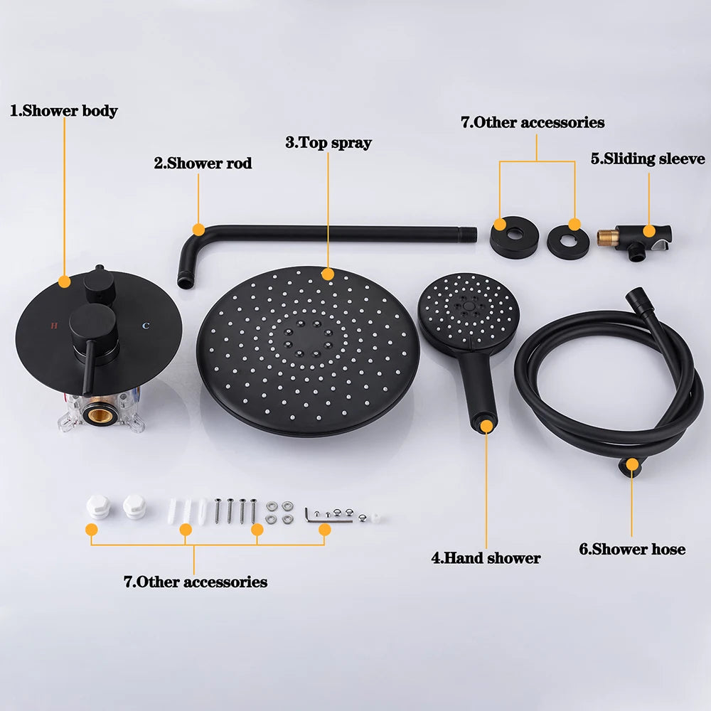 Thermostatic Shower Faucet Chrome Waterfall Rain Shower