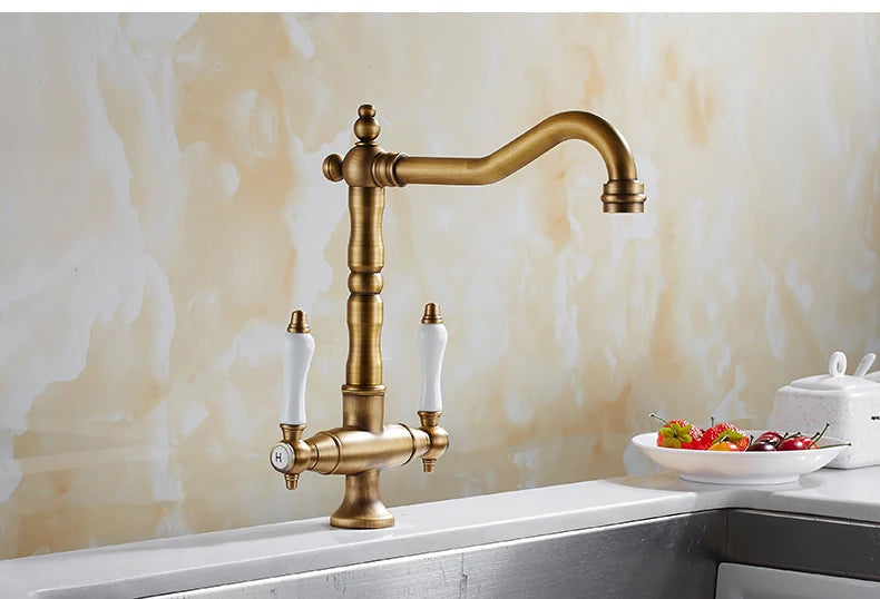 Antique Bronze Kitchen faucets 360 Rotate Swivel Faucet Hot Cold Water Tap Mixer Kitchen Sink Faucet ELK331