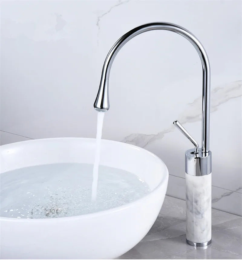 Tuqiu Bathroom Faucet Gold Marble Basin Faucet  Hot and Cold Sink Faucet Brass Faucet  Kitchen Faucet Swivel Sink Water Crane
