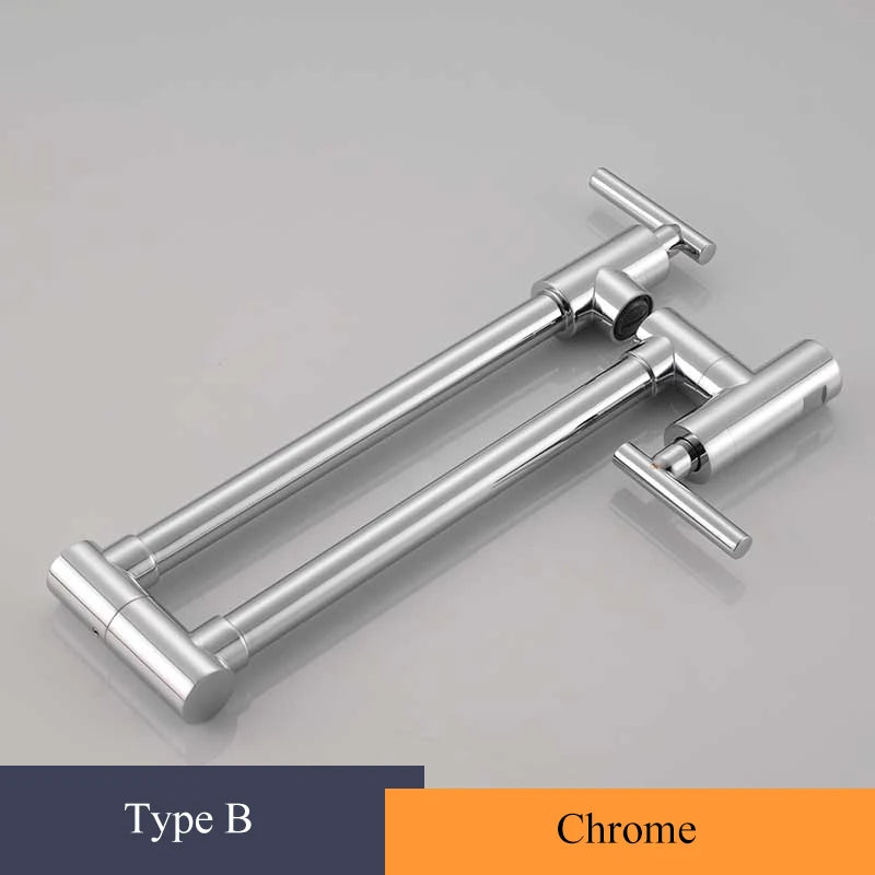 Brushed Gold Kitchen Faucet Wall Mount Bathroom Basin Faucet Cold Water Washing Tap Rotate Folding Spout Brass Vanity Sink Crane