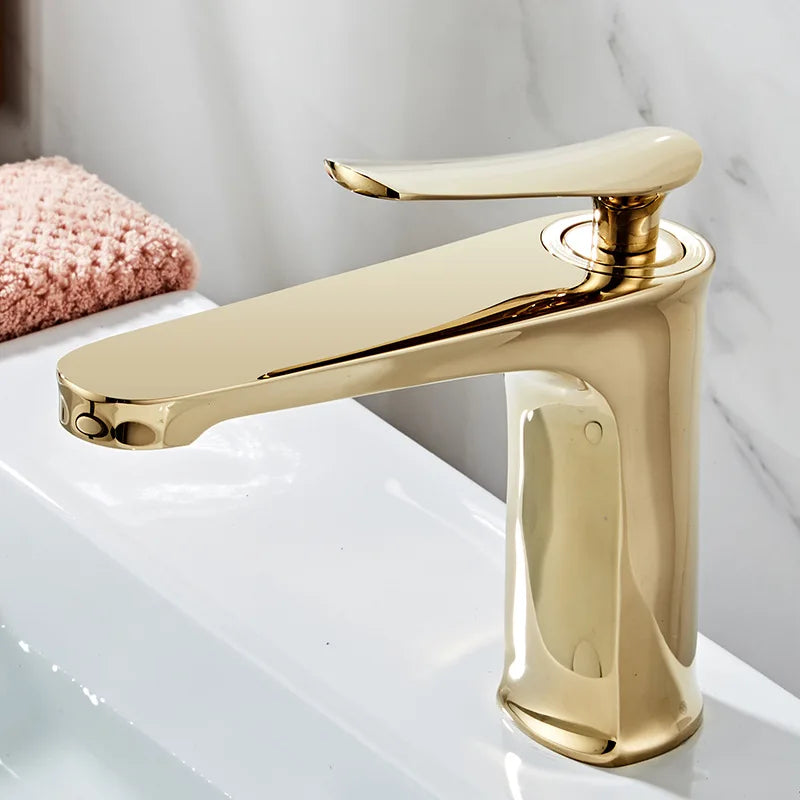 Basin Faucet Bathroom Hot Cold Sink Tap Brass Chrome Gold Fashion Single Lever Bathroom Brass Water Mixer Crane