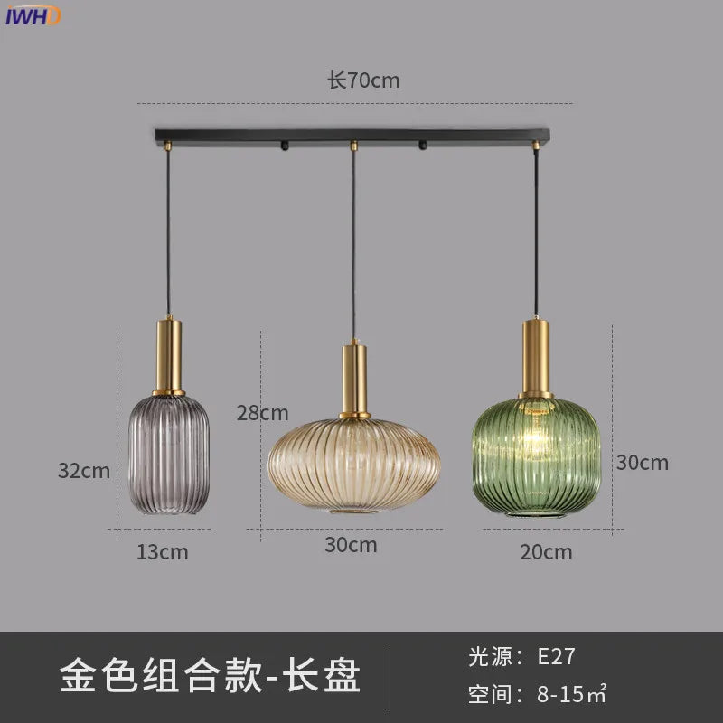 IWHD Nordic Style Glass Pendant Lights Fixtures Bedroom Dinning Living Room Light Modern LED Hanging Lamp Hanglamp Luminaire