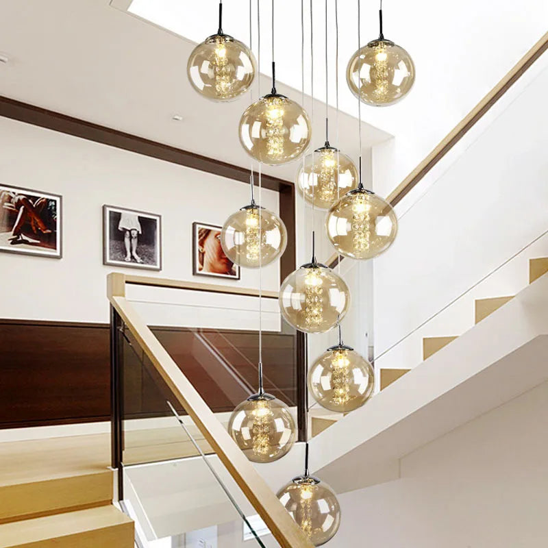 Nordic Glass Ball Chandelier in Black