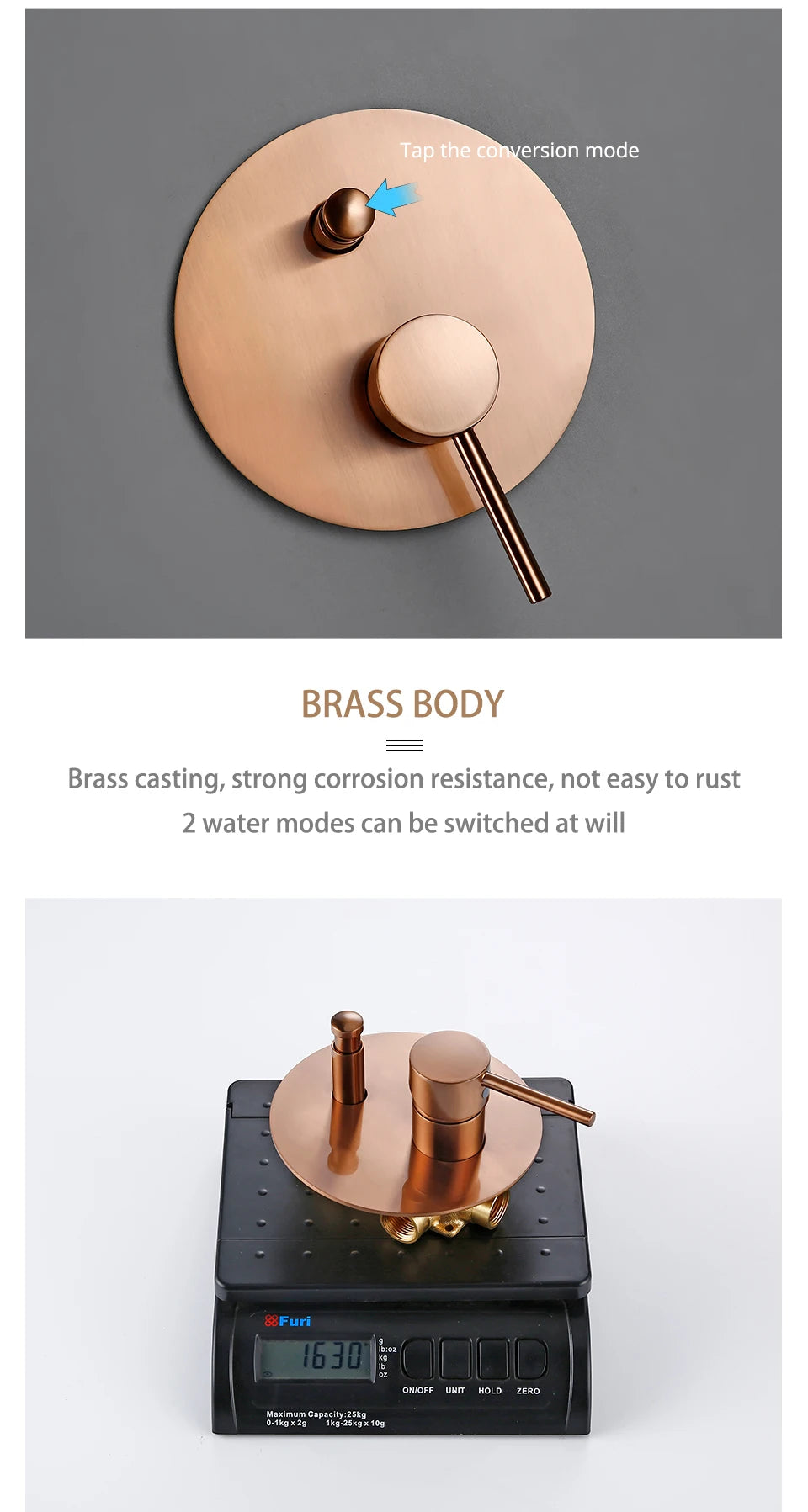 Shower Set Bath Brushed Rose Gold Rainfall Bathroom Faucet Brass Diverter Mixer Tap Hand Held 8-12" Head Wall Arm Valve Kit