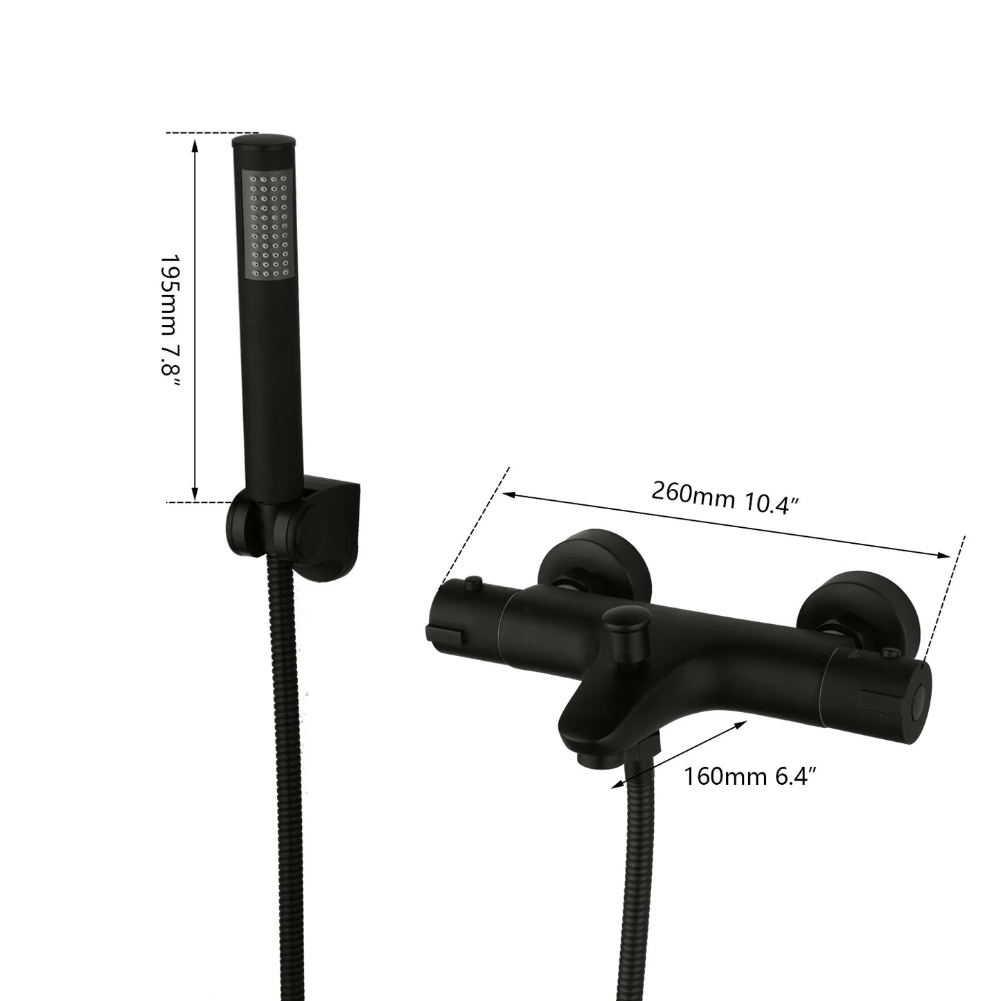 Monite Wall Mounted Thermostatic Mixer Taps Matte Black Shower Faucet Set Exposed Bathtub Basin Sink Faucet Hand Shower Set