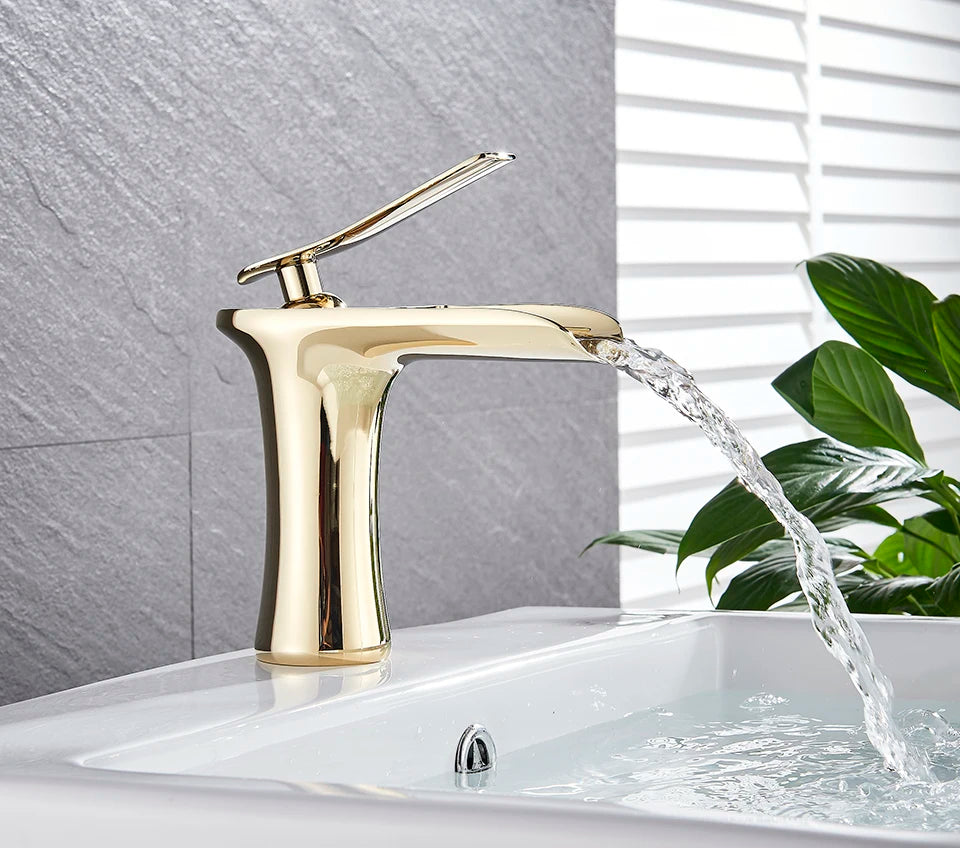 Basin Faucets Waterfall Bathroom Faucet Single handle Basin Mixer Tap Bath Antique Brass Faucet Sink Water Crane Silver Taps