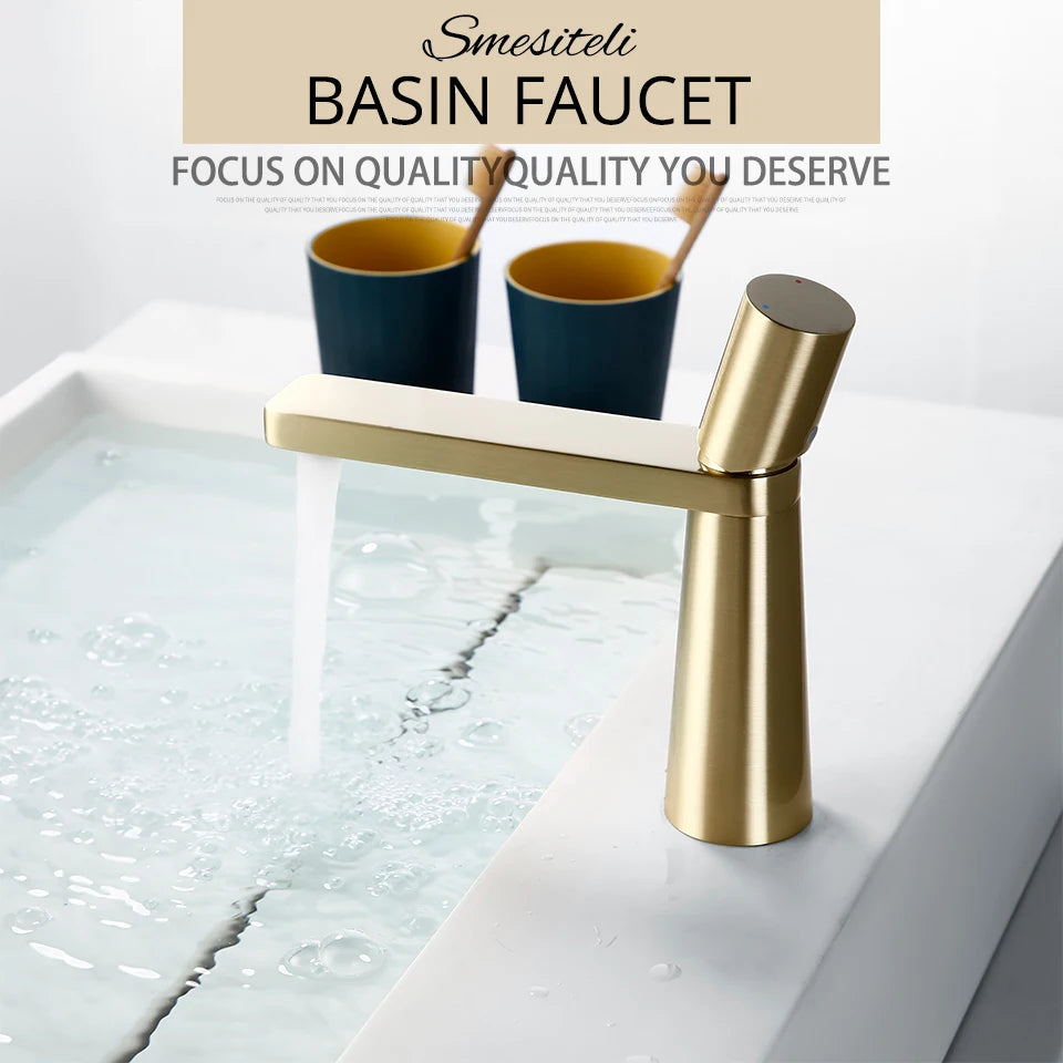 Brass Basin Bathroom Sink Faucet Single Hole Single Handle Hot And Cold Water Deck Mounted Mixer Tap Smesiteli
