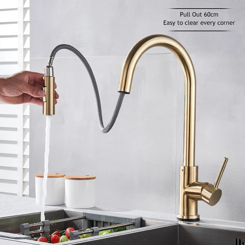 Pull Out Kitchen Faucets 360 Rotation Kitchen Mixer Tap Single Lever Mixer Tap Kitchen Sink Cold Hot Water Tap