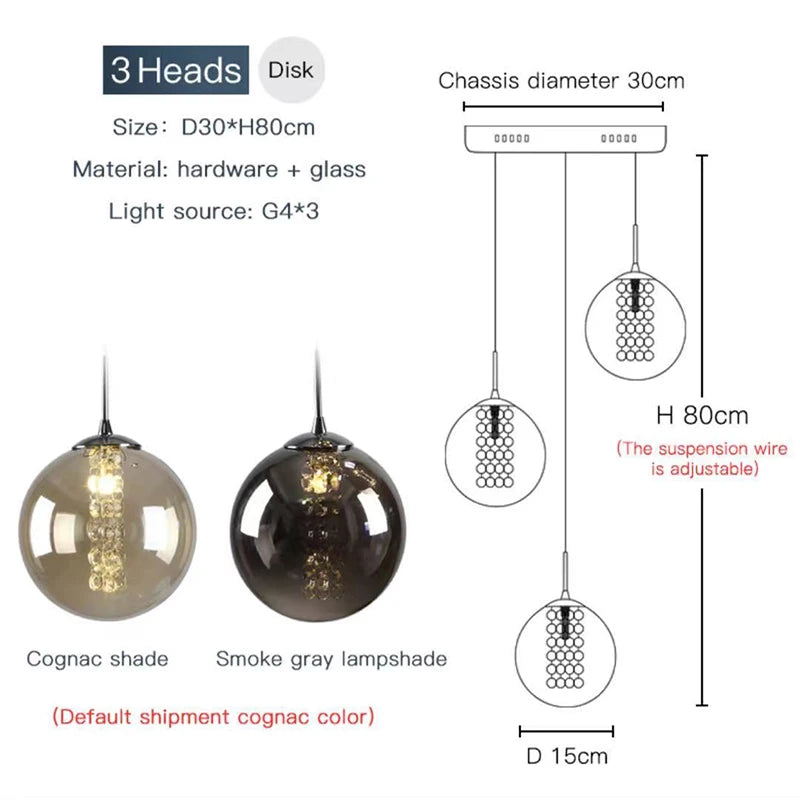 Nordic Glass Ball Chandelier in Black