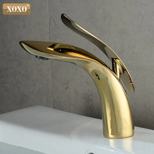 Basin Faucet Bathroom Sink Faucet Single Handle Hole Gold Faucet Basin Taps  Hot Cold Mixer Tap Crane 23025A-H