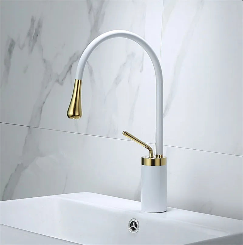 Tuqiu Bathroom Faucet Gold Marble Basin Faucet  Hot and Cold Sink Faucet Brass Faucet  Kitchen Faucet Swivel Sink Water Crane
