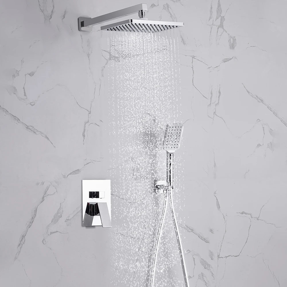 Thermostatic Shower Faucet Chrome Waterfall Rain Shower