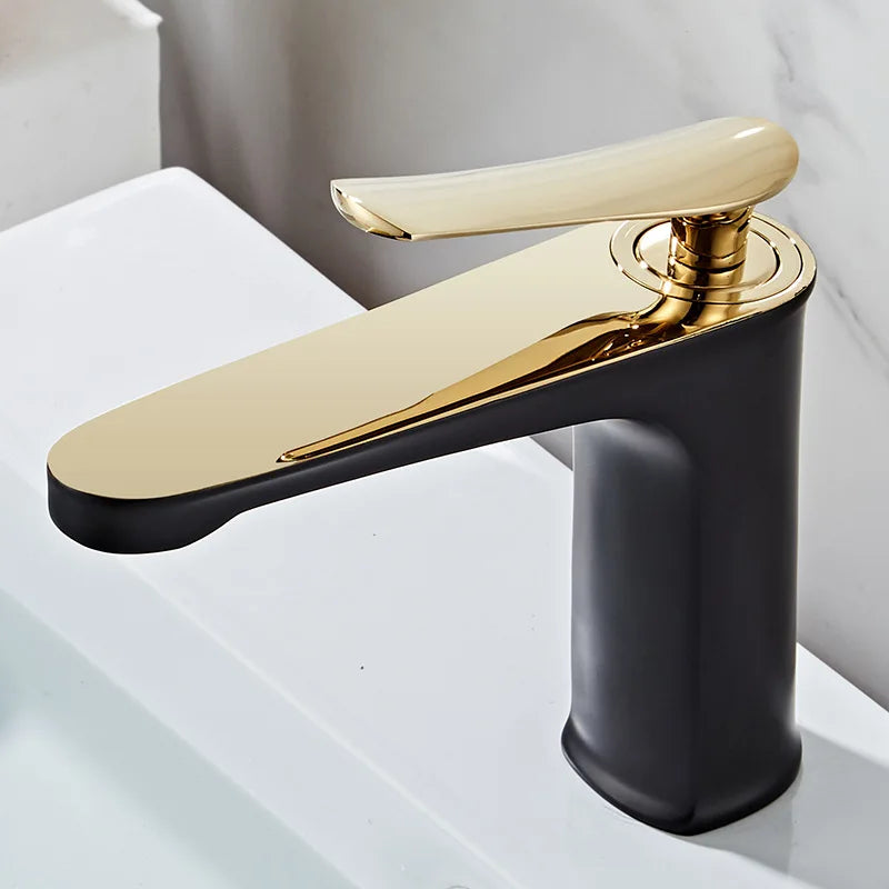 Basin Faucet Bathroom Hot Cold Sink Tap Brass Chrome Gold Fashion Single Lever Bathroom Brass Water Mixer Crane