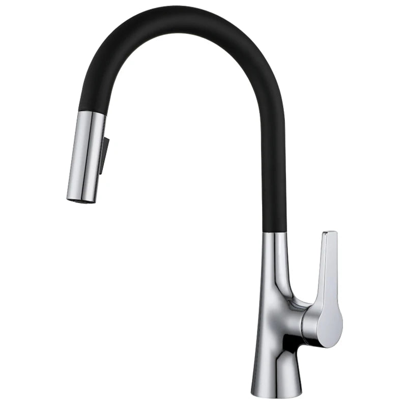 Deck Mounted Kitchen Faucet Pull Out Mixer Tap Bagnolux Gun Gray Brass Two Function Single Handle Hot and Cold Water Crane