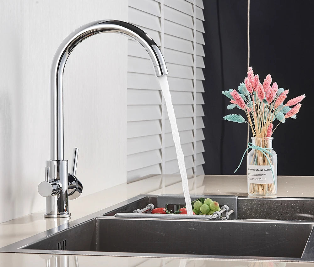 Black White Brass Luxury Pure Water Kitchen Faucet Dual Handle Hot and Cold Drinking Water 3-way Filter Kitchen Mixer Taps