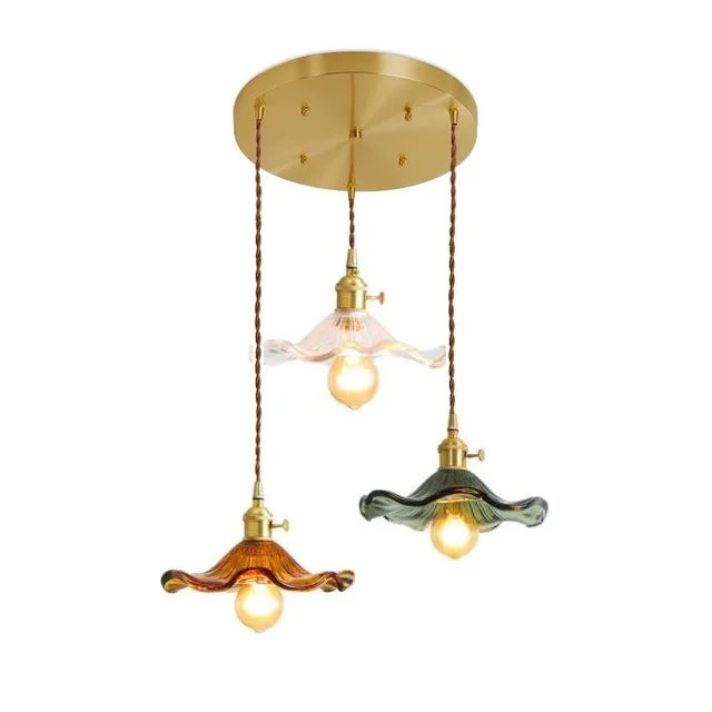 Colorful Glass with Brass Nordic Style Simple LED Pendant Light