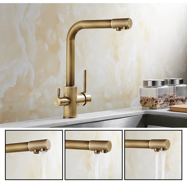 Antique Bronze Kitchen faucets 360 Rotate Swivel Faucet Hot Cold Water Tap Mixer Kitchen Sink Faucet ELK331
