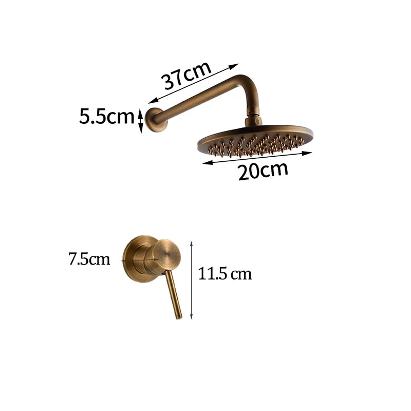 Senlesen Antique Brass Shower Faucets Set Ceramic Valve Core 8 inch Shower Head Wall Mount Hot Cold Mixer Tap Bathroom Faucet