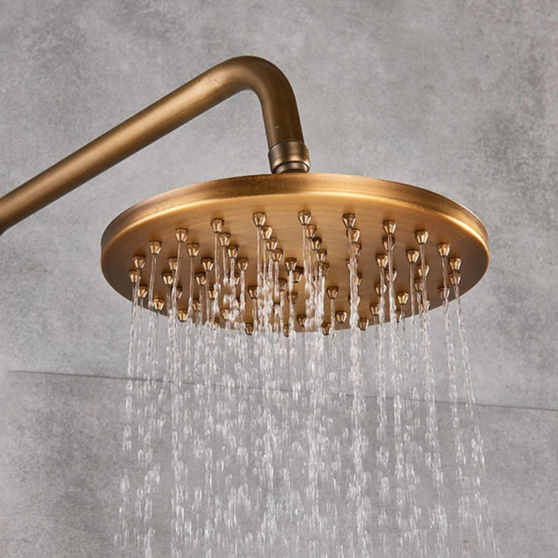 Senlesen Antique Brass Shower Faucets Set Ceramic Valve Core 8 inch Shower Head Wall Mount Hot Cold Mixer Tap Bathroom Faucet