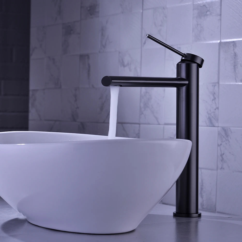 Hot Cold Bathroom Mixer Sink Tap Basin Faucet Brass Gun Metal Deck Mounted Single Hole Single Handle Vanity Water Tapware