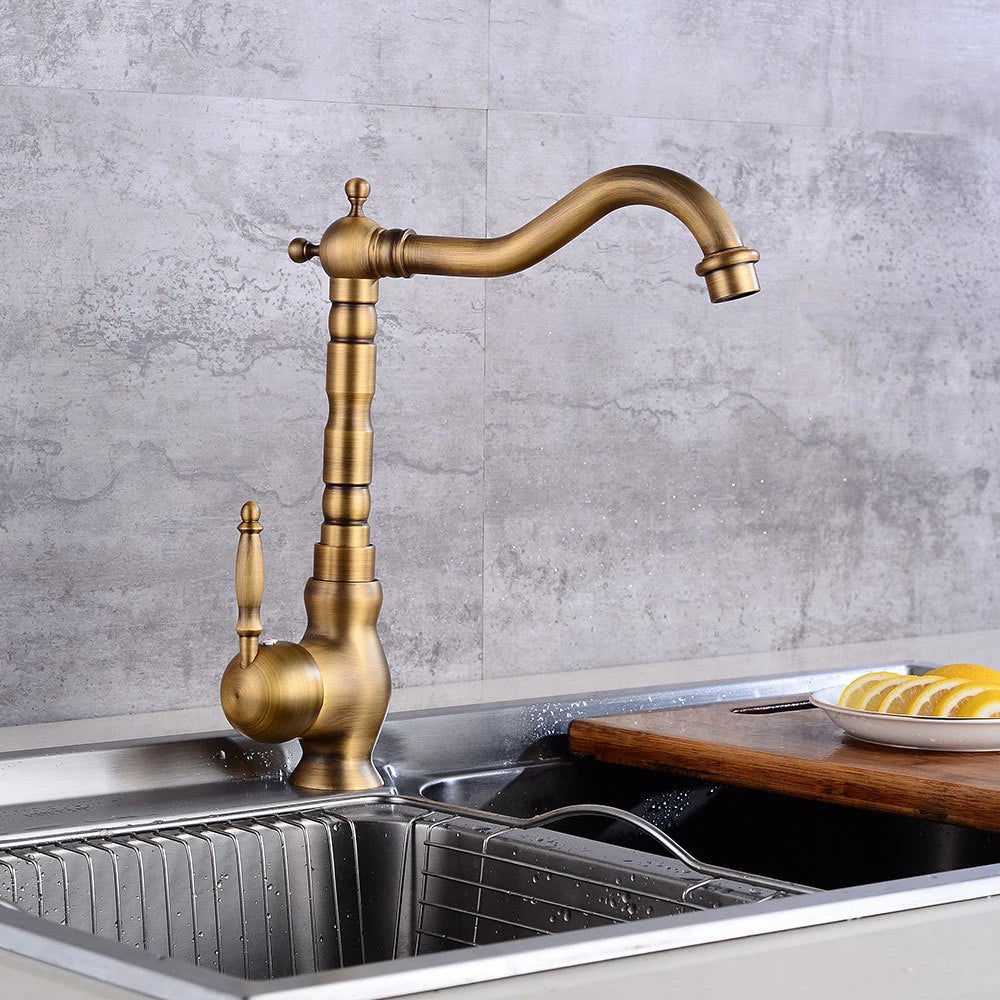 Antique Bronze Kitchen faucets 360 Rotate Swivel Faucet Hot Cold Water Tap Mixer Kitchen Sink Faucet ELK331