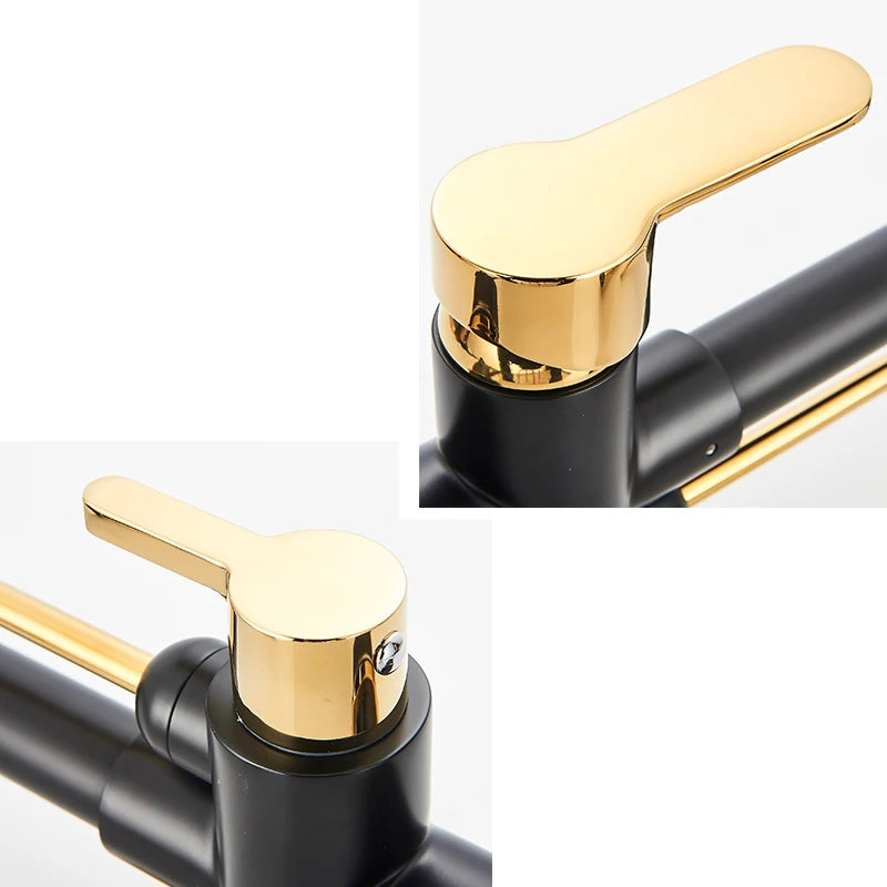 Black Gold Pure Water Faucet Spout Pull Out Dual Water Modes Kitchen Purification Sink Faucet  Kitchen Filtered Crane