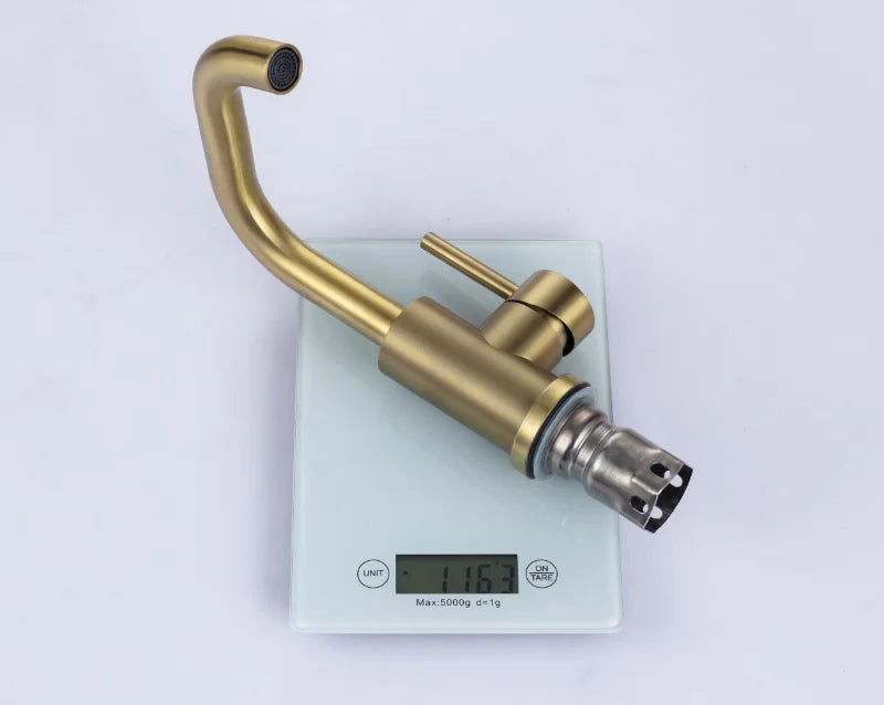 Bathroom Faucet  Brushed Gold Bathroom Basin Faucet Cold And Hot Sink Mixer Sink Tap Single Handle Deck Mounted Water Tap