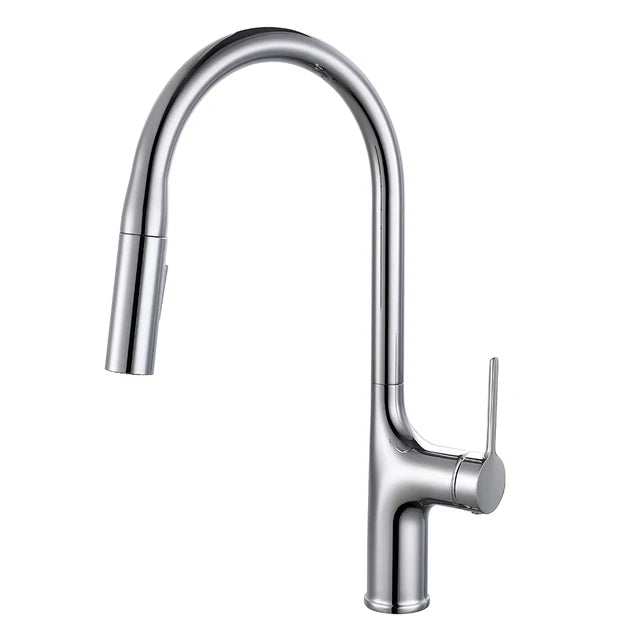 Deck Mounted Kitchen Faucet Pull Out Mixer Tap Bagnolux Gun Gray Brass Two Function Single Handle Hot and Cold Water Crane