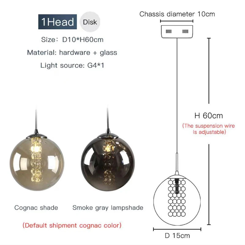 Nordic Glass Ball Chandelier in Black