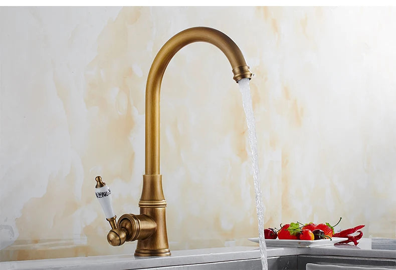 Antique Bronze Kitchen faucets 360 Rotate Swivel Faucet Hot Cold Water Tap Mixer Kitchen Sink Faucet ELK331