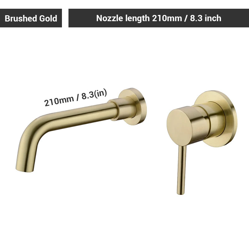 Black Bathroom Sink Faucet  Brass Tap Hot Cold Wash Basin Water Swivel Spout Wall Mounted Bath Mixer Brushed Gold Gunmetal