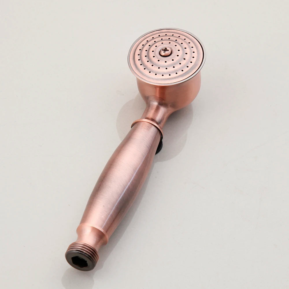 JIENI Antique Copper Bathroom Shower Set Rainfall Shower Head Bath Shower Mixer Set 3 Functions W/Hand Shower Tap Faucet