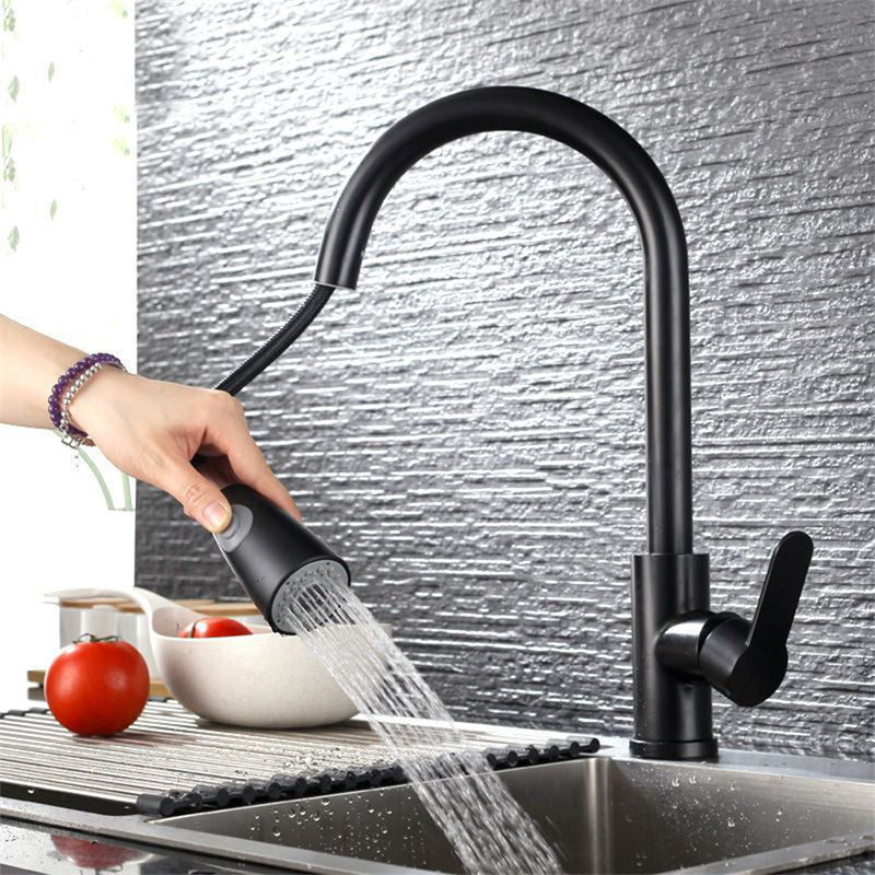 Kitchen Faucets Brushed Nickel Pull Out Kitchen Sink Water Tap Deck Mounted Mixer Stream Sprayer Head Hot Cold Taps Sliver