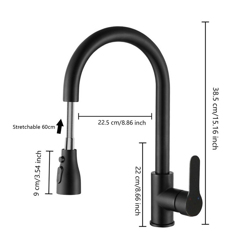 Kitchen Faucets Brushed Nickel Pull Out Kitchen Sink Water Tap Deck Mounted Mixer Stream Sprayer Head Hot Cold Taps Sliver