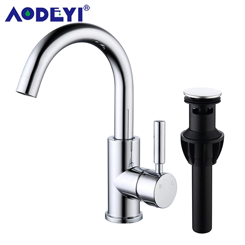 Brass Black Bathroom Basin Faucet Cold And Hot Water Mixer Sink Tap Nickel Brushed Gold Rose Bronze Taps with Pop Up Drain