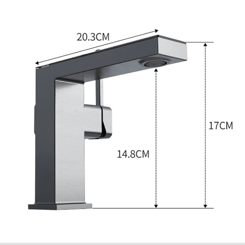 Gun Grey Bathroom Faucet Intelligent Digital Display LED Basin Hot Cold Water Mixer Sink Tap Brass Washbasin Vanity Tap Tapware