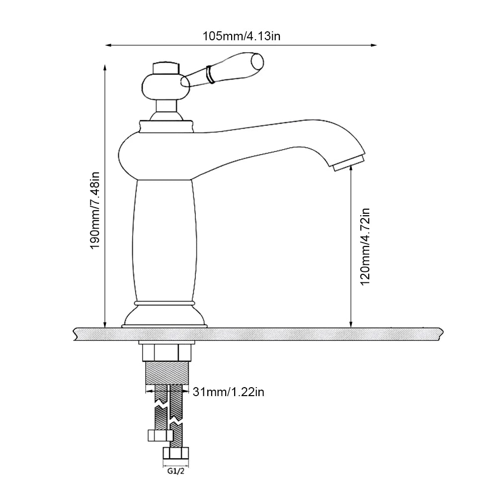 Basin Sink Faucet Mixer Faucet Single Lever Hot Cold Water Tap Brass Bath Faucet Retro Water Saving Bathroom Washbasin Taps