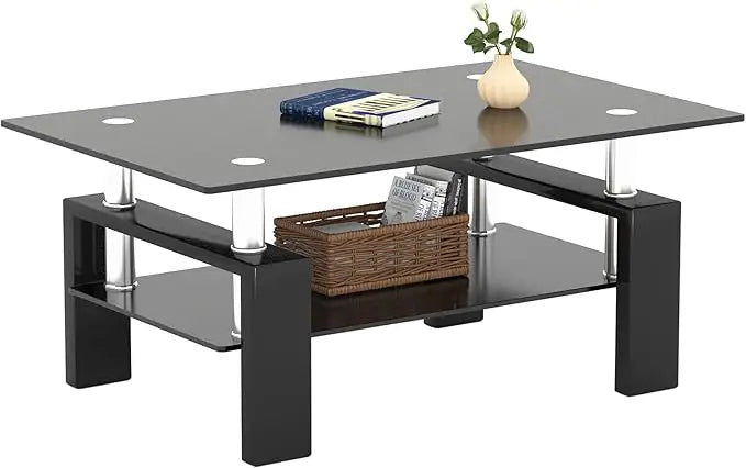 Modern Tempered Glass Coffee Table for Living Room