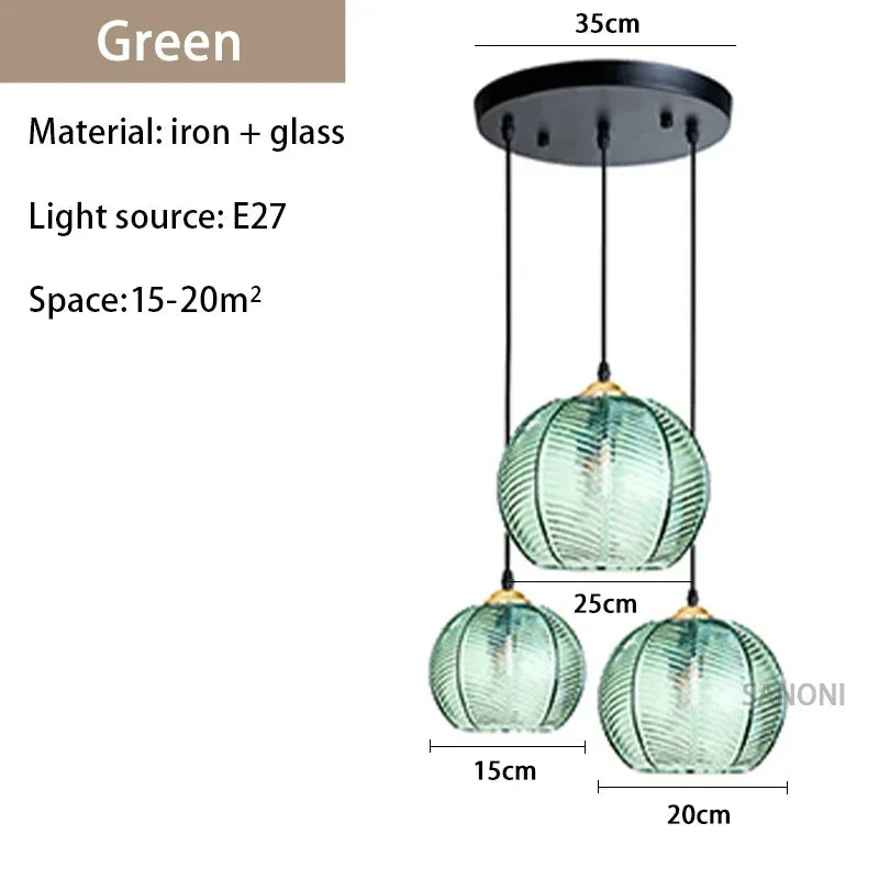 Nordic Modern Striped Glass Chandelier