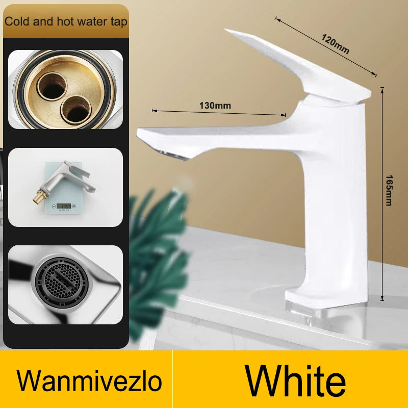 Wanmivezlo Modern Bathroom Sink Faucet Single Handle Deck Mounted Wash Basin Water Tap Hot And Cold Mixer