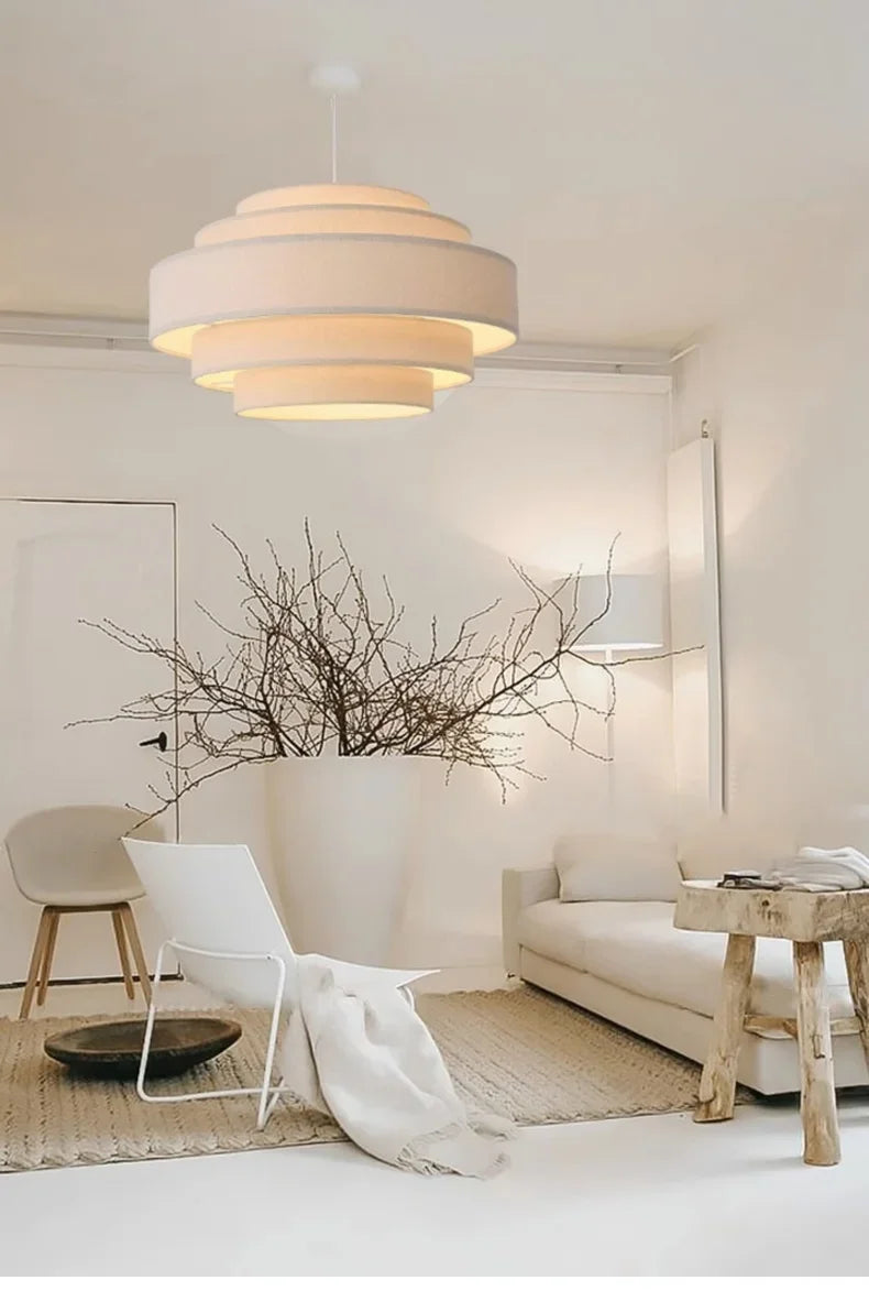 Nordic Fabric Pendant Light Wabi Sabi Led Chandelier for Living Room Bedroom Home Decor White cloth Pendant lamp