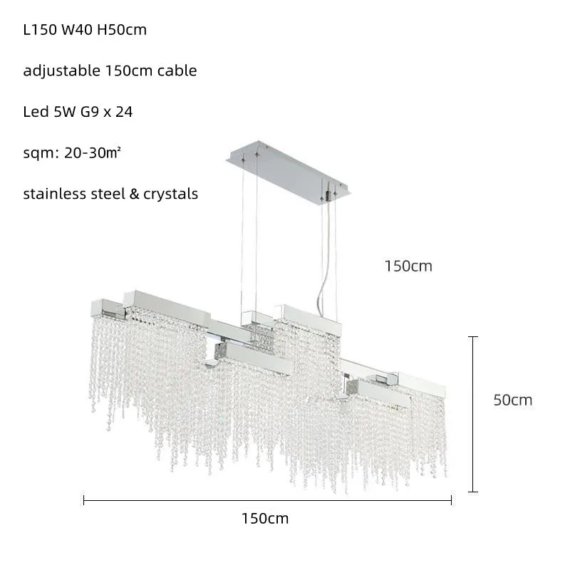 Postmodern Luxury K9 Crystal Chandelier Led G9 Chrome Steel  Chandelier Dining Room Living Room Home Hanging Lighting Fixtures