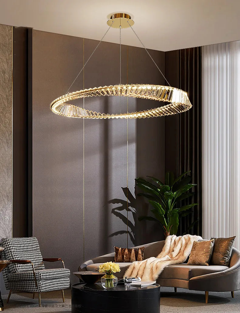 Modern Gold Ring Remote Dimmable Luxury Pendant Light