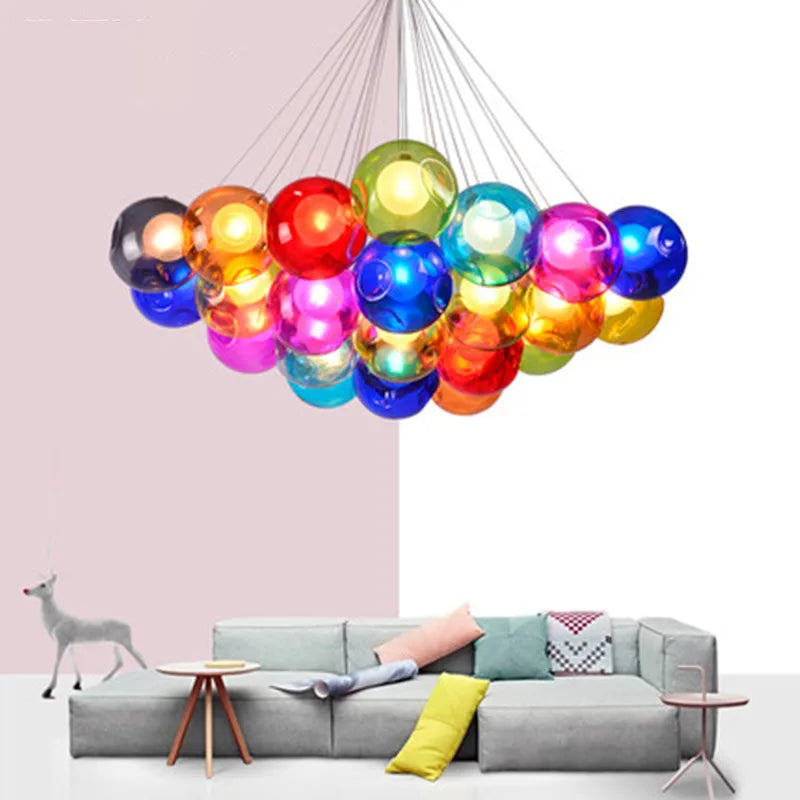 Glass Modern LED Ball Bubble Hanging Lamp