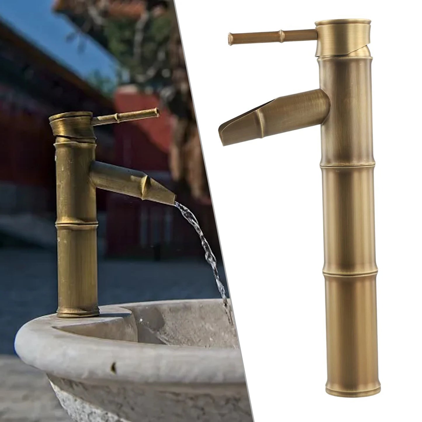 Bathroom Vanity Faucet Single Handle Hole Bathroom Sink Faucet Basin Mixer Tap Antique Brass Supply Hose Tap Hot Cold Water