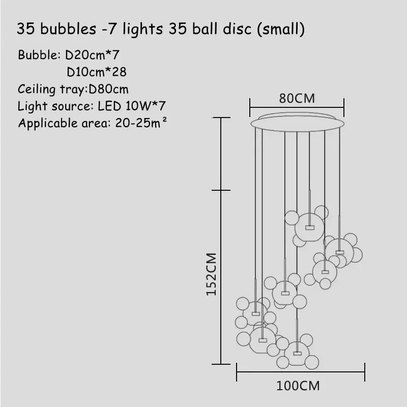 Modern Art Deco Glass Bubble Chandelier Customized Living room Droplight for Children Dining room Bar Indoor Decor Light Fixture