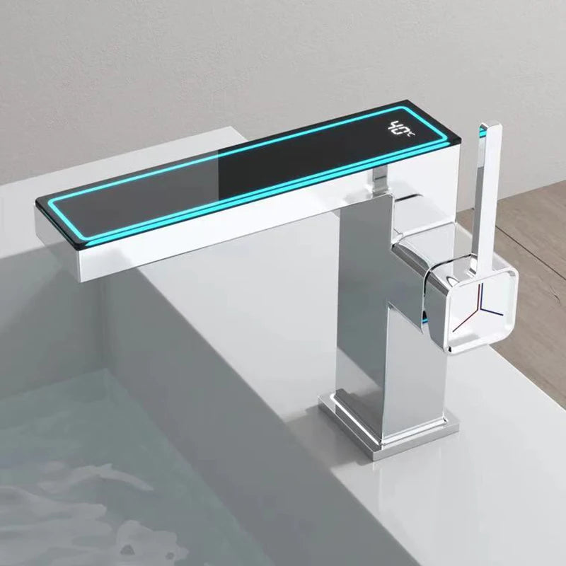 Gun Grey Bathroom Faucet Intelligent Digital Display LED Basin Hot Cold Water Mixer Sink Tap Brass Washbasin Vanity Tap Tapware