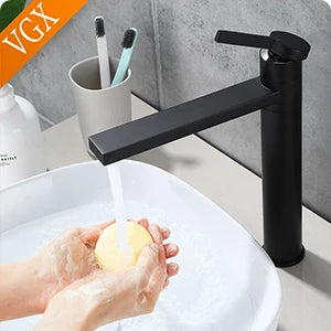 VGX Bathroom Faucets High Basin Mixer Sink Tall Faucet Gourmet Washbasin Taps Water Tap Hot Cold 360 Tapware Crane Brass Black