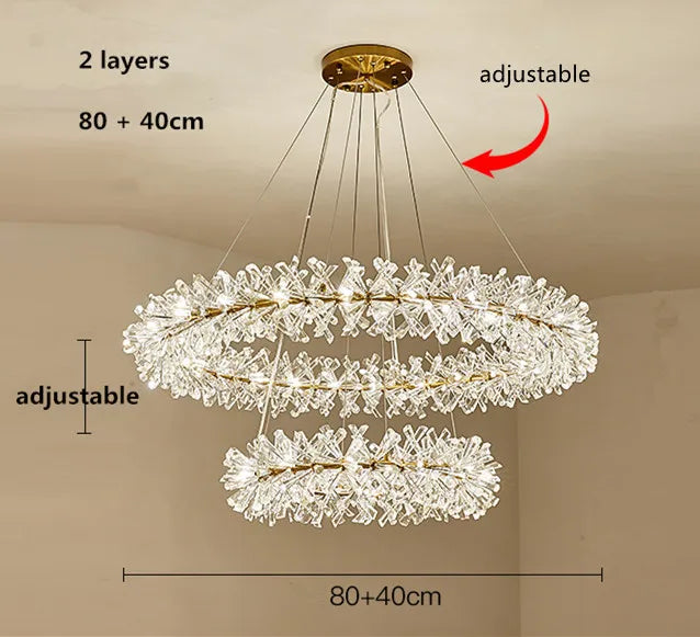 Modern lustre Flower Crystal Chandelier Nordic Luxury Hanging Lamp Indoor Lighting Home Decor For Living Room Bedroom Restaurant