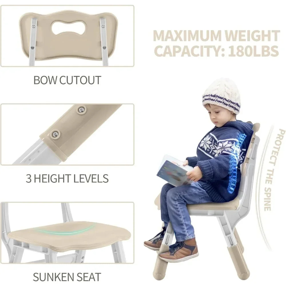 Modern White + Natural Wood Toddler Table and Chairs Set for 4